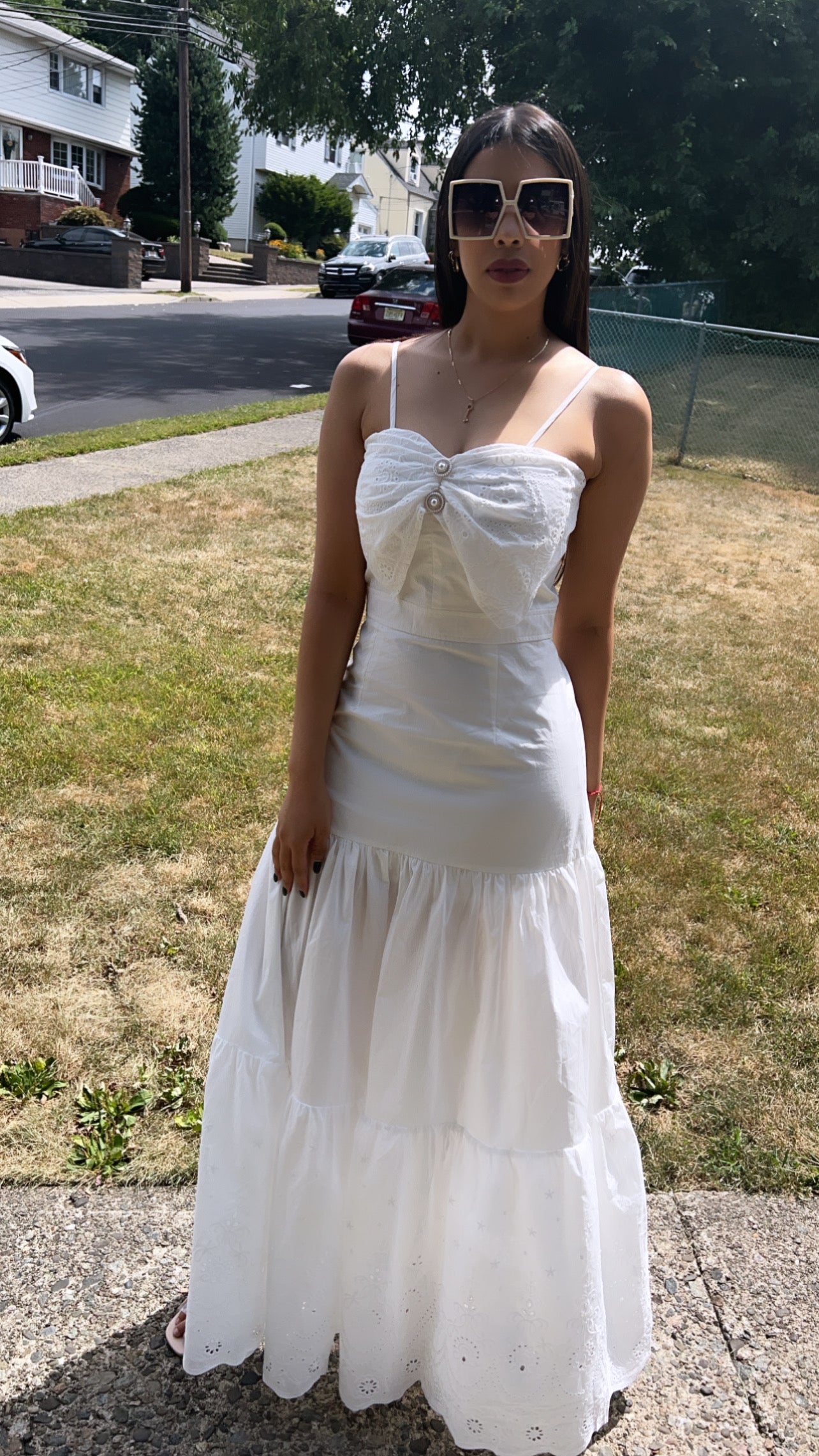 White maxi dress