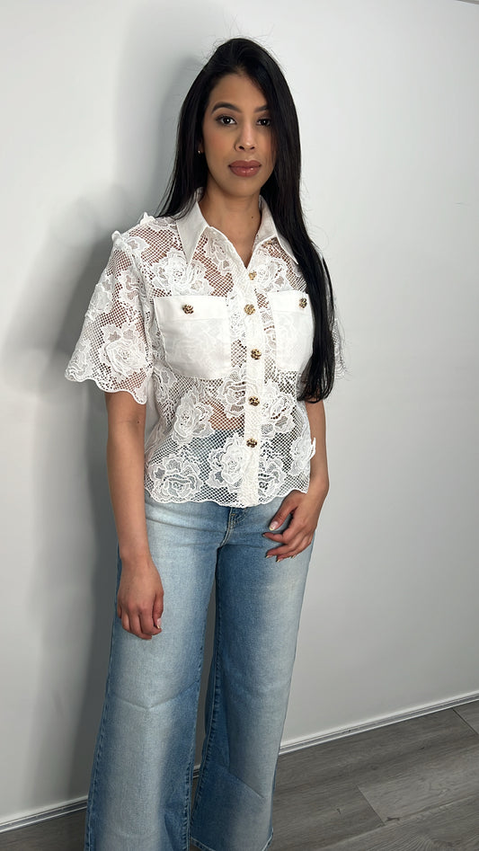 Lace top camisa
